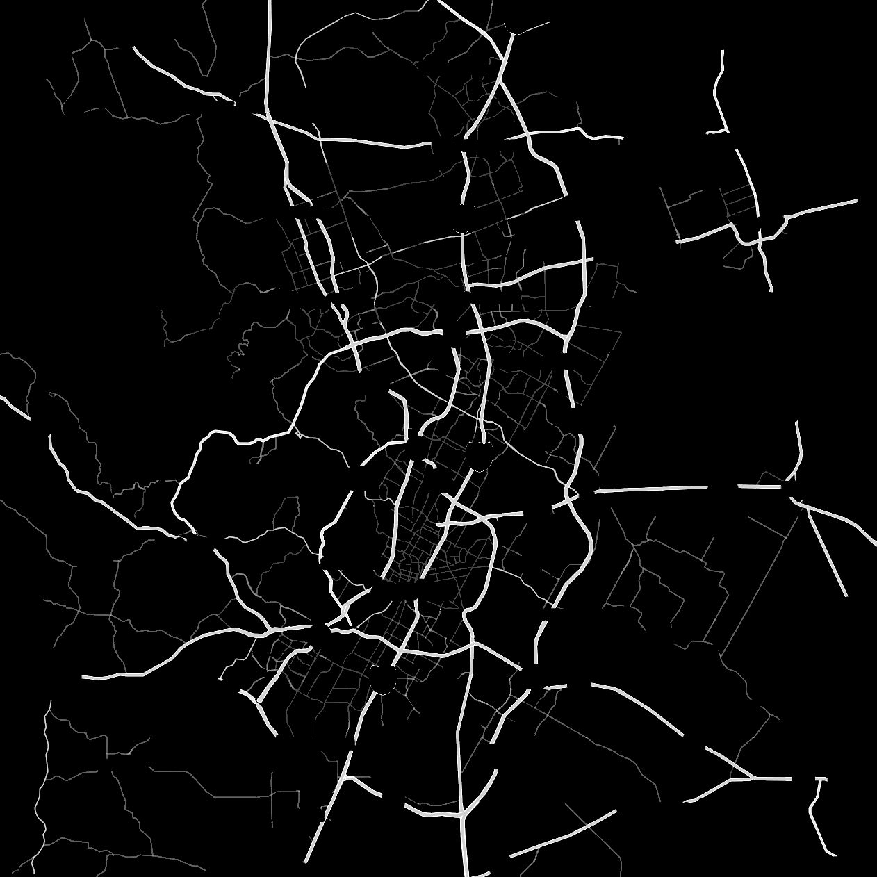 Road map of the Austin, Texas area, showing the areas Artificial Grass Pros installs in, from Georgetown south to Driftwood and west to Dripping Springs